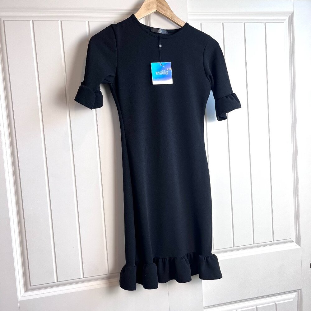 Missguided Black Dress Women's Size 0 Short Ruffle Sleeves
